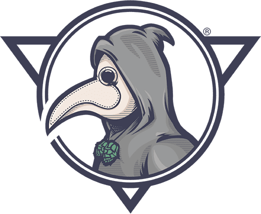 Acopon Brewing logo, a medieval-inspired design with artistic elements.